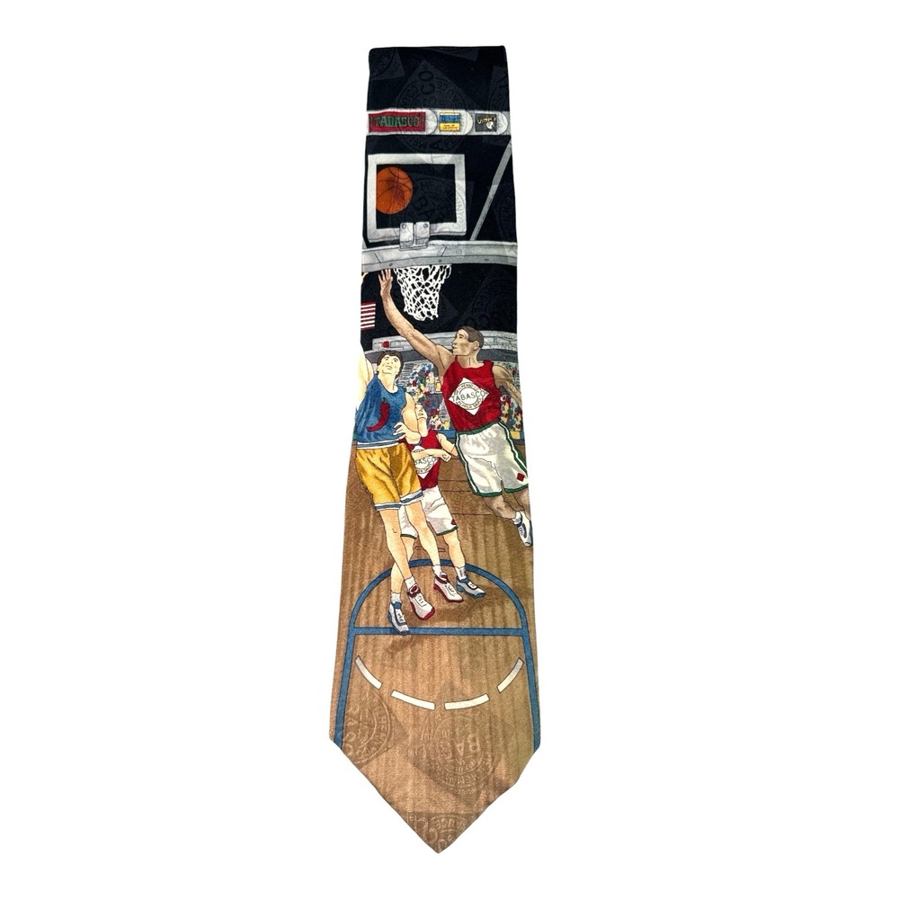 Tabasco Basketball Silk Novelty Tie Made in USA – Retro Scene - Picture 2 of 9